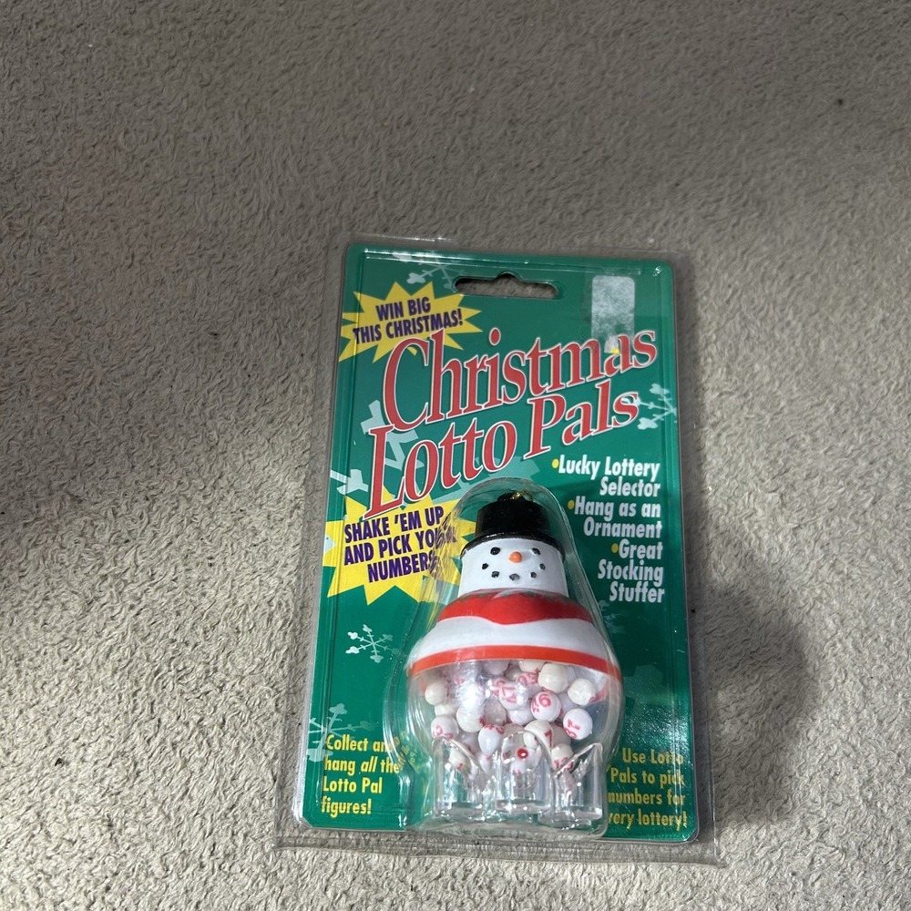 Vintage Christmas Lotto Pals Snowman Lucky Lottery Number Selector Ornament NIP